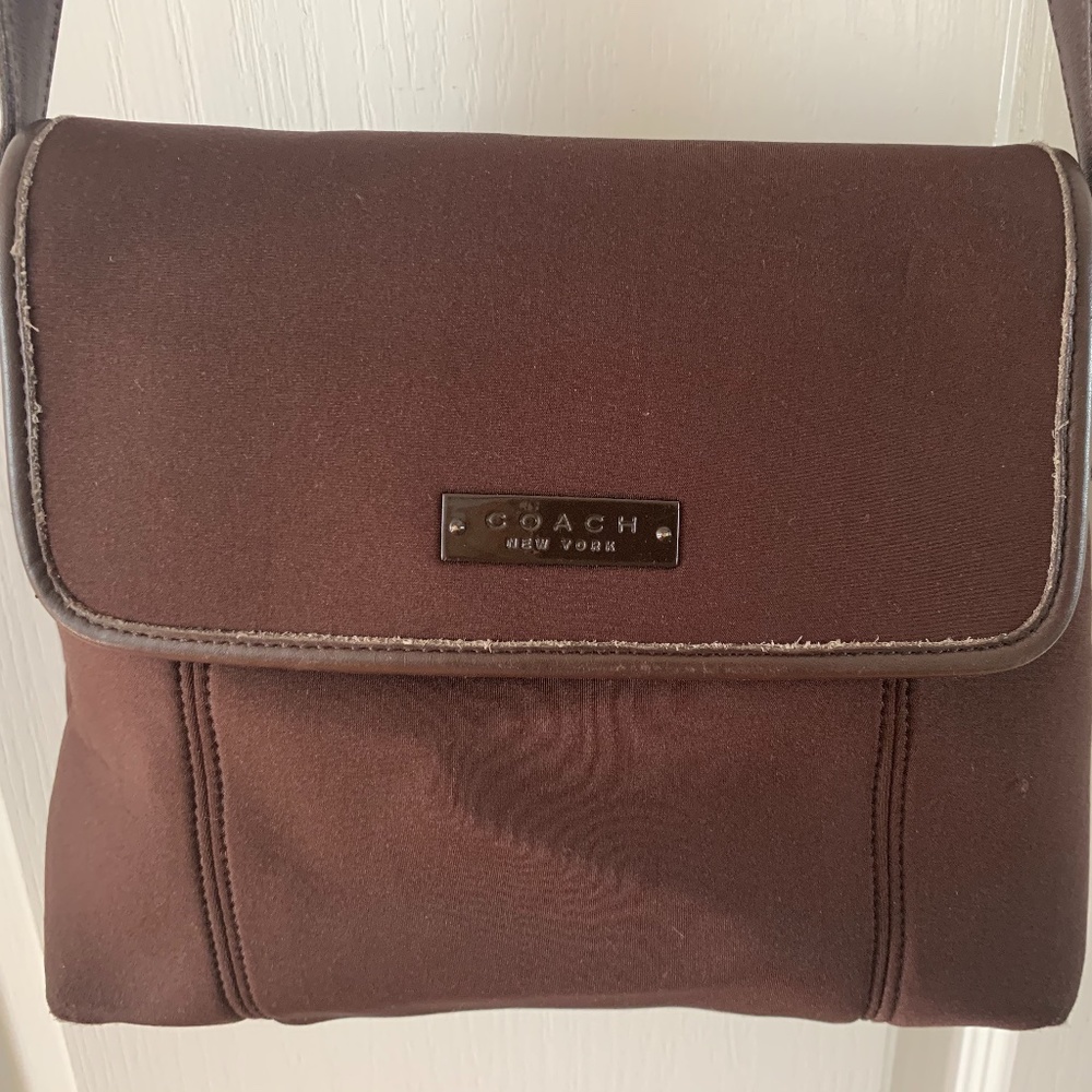 Brown Coach Crossbody Fabric/Leather Pocketbook